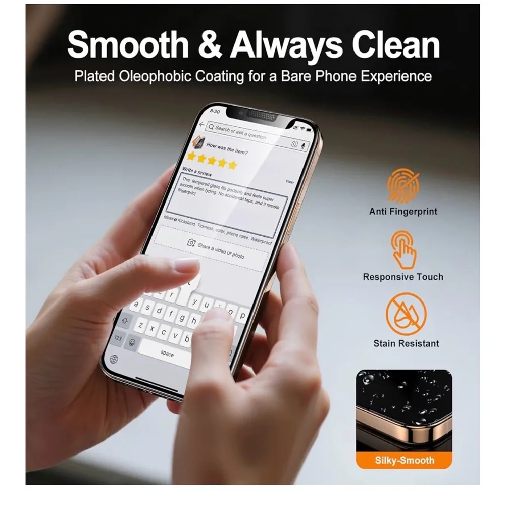 iPhone 16 Pro Max Tempered Glass Screen Protector – 2 Pack (Clear)